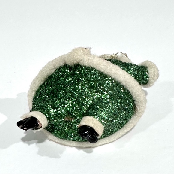 Vintage Green Glitter Dancing Santa Ornament - Picture 9 of 12